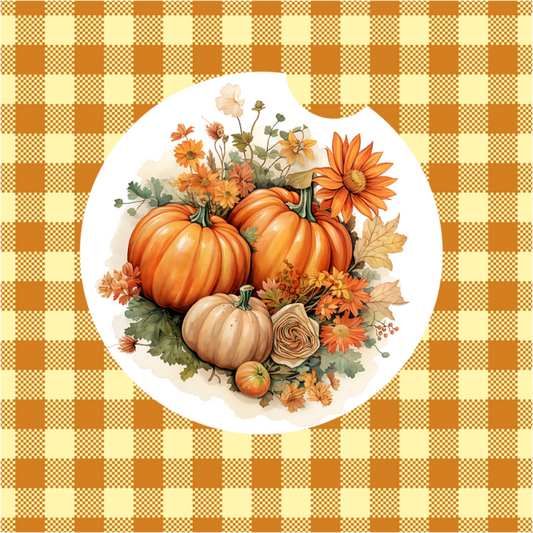 Coaster/Car-  Holiday/Events-  Fall-  Fall Pumpkin & Flowers