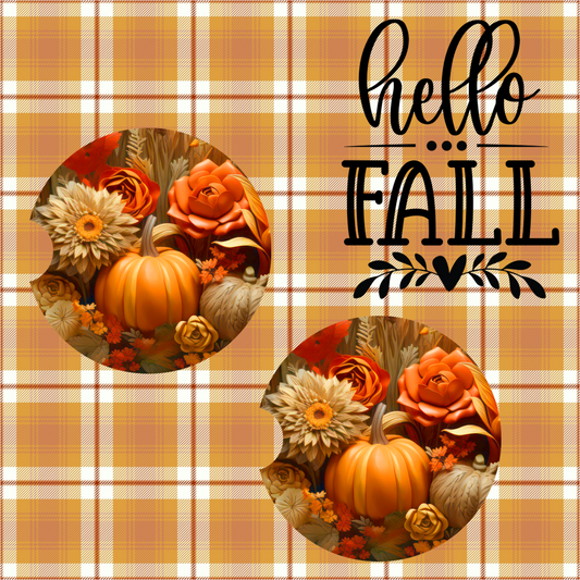 Coaster/Car-  Holiday/Events-  Fall-  Pumpkins & Flowers- Hello Fall