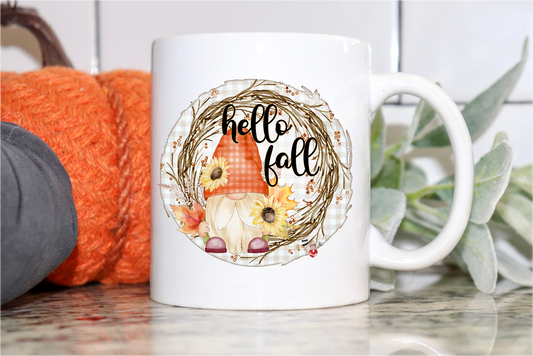 Coffee Mug-  Holiday/Events-  Fall-  Fall Gnome Wreath