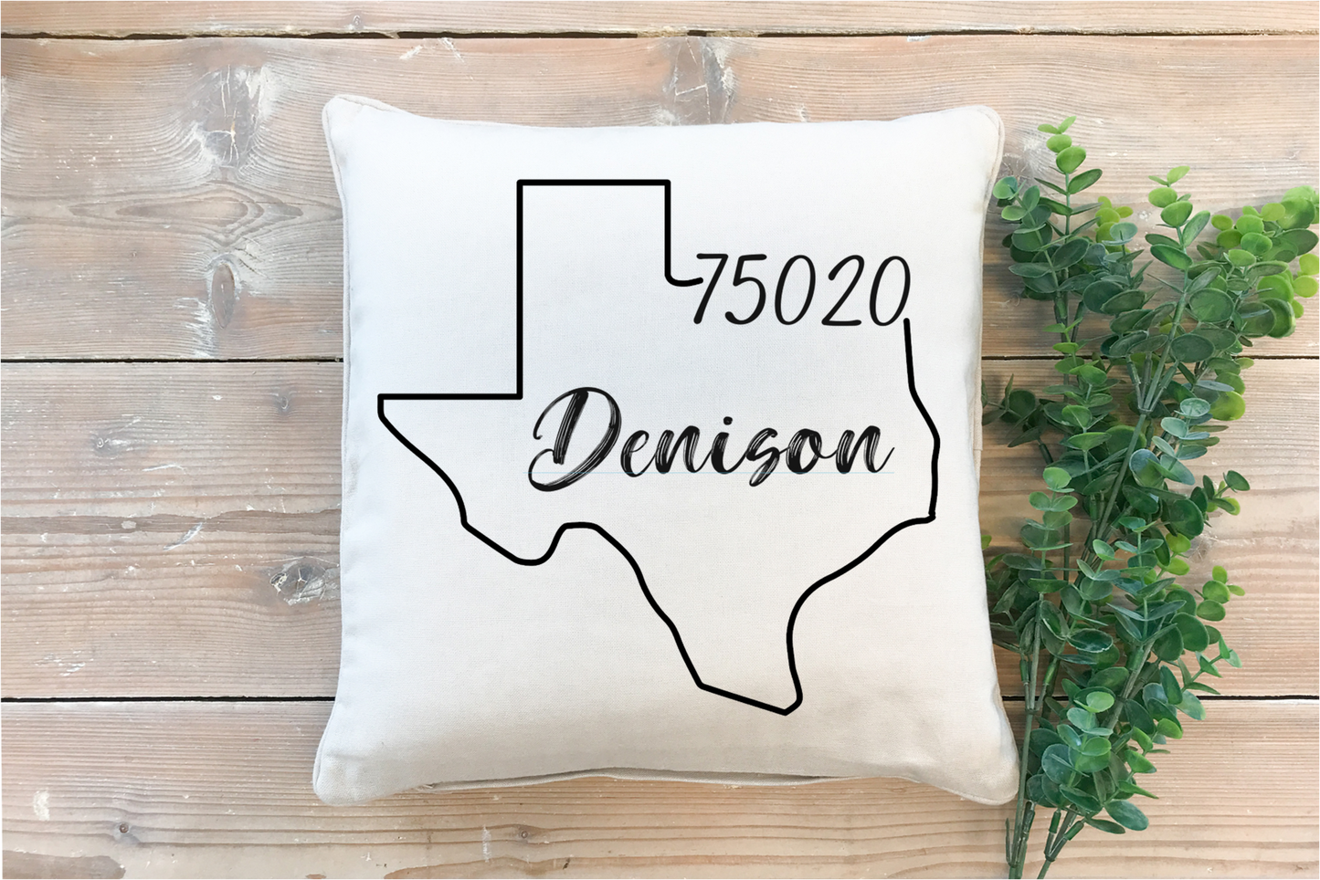 Pillow Cover-  State/City-  Custom City and State  Denison