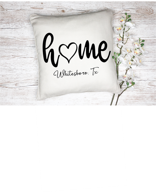 Pillow Cover-  State/City-  Custom  Home with open heart City and State