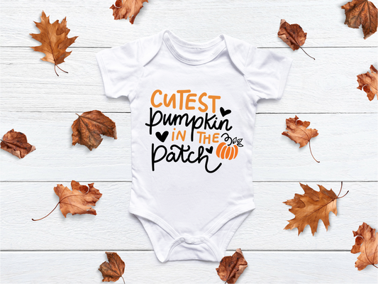 T-Shirt-  Baby Onesie-  Short Sleeve-  Cutest Pumpkin in the patch