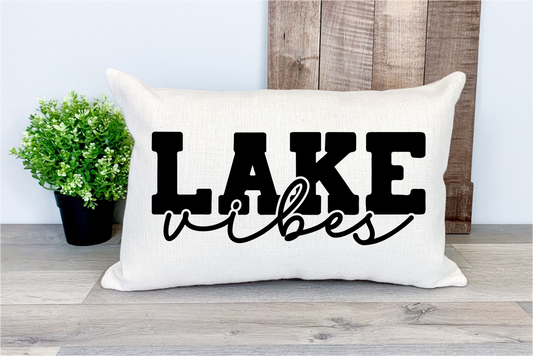 Pillow Cover-  Lake/Beach-  Lake Vibes Solid Black