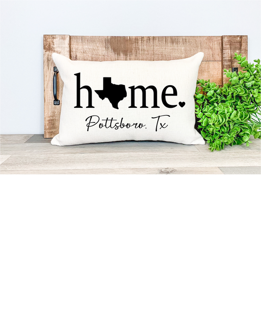 Pillow Cover-  State/City-  Custom  Home with solid state and City