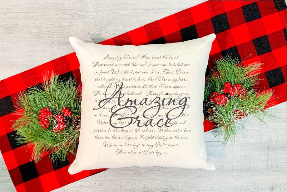 Pillow Cover-  Faith/Motivational-  Amazing Grace