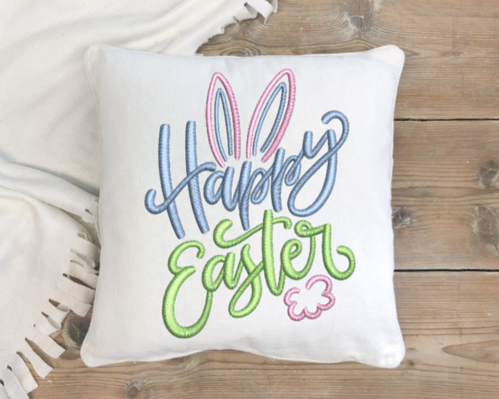 Pillow Cover-  Holidays/Events-  Easter-  Happy Easter with bunny