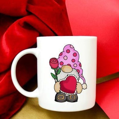 Coffee Mug-  Holidays/Events-  Valentine's Day-  Gnome With Heart and Rose