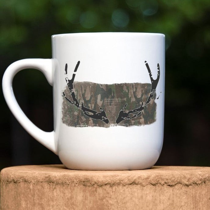 Coffee Mug-  Hunting-  Camo and Deer Antlers