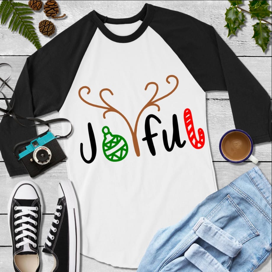 T-Shirt Adult-  Holidays/Events-  Christmas-  Joyful Raglan