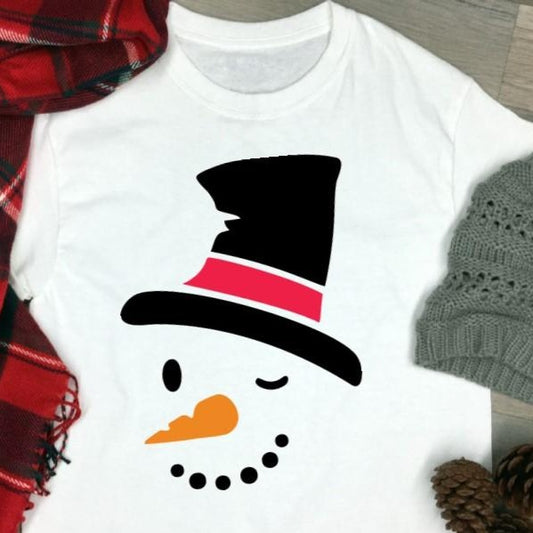 T-Shirt Adult-  Holidays/Events-  Winking Snowman-  Short Sleeve