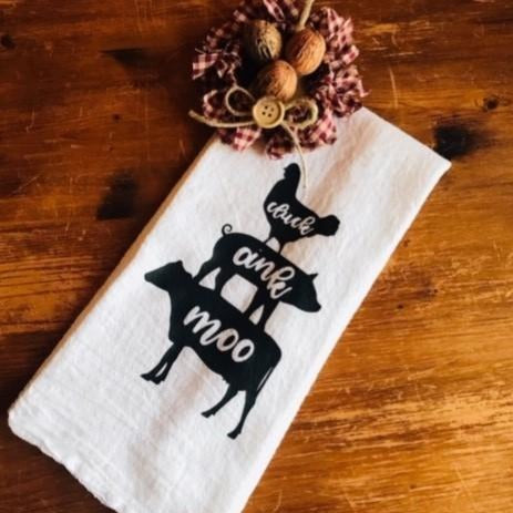 Tea Towel-  Farmhouse-  Cluck Oink and Moo